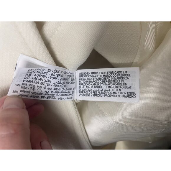 Zara Womens Long Wool Coat Jacket L Ivory Cream Double Breasted 2212/806 NWT - Picture 9 of 14